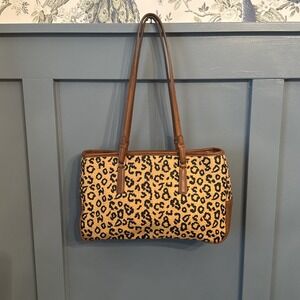 Liz Claiborne Double Strap Shoulder Handbag Cheetah/ Leopard Animal‎ Tote